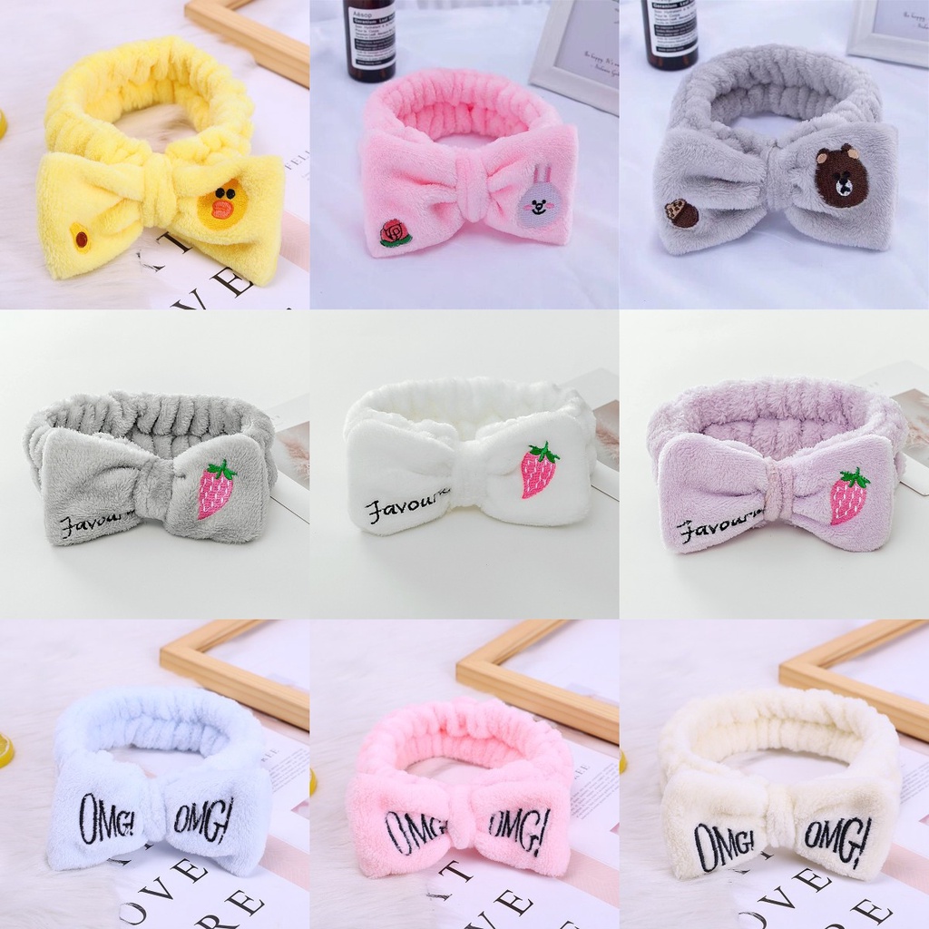 Băng đô rửa mặt tai thỏ tai mèo tuần lộc nai cua turban cái tóc hoạt hình dể thương tiện dụng phong cách hàn quốc