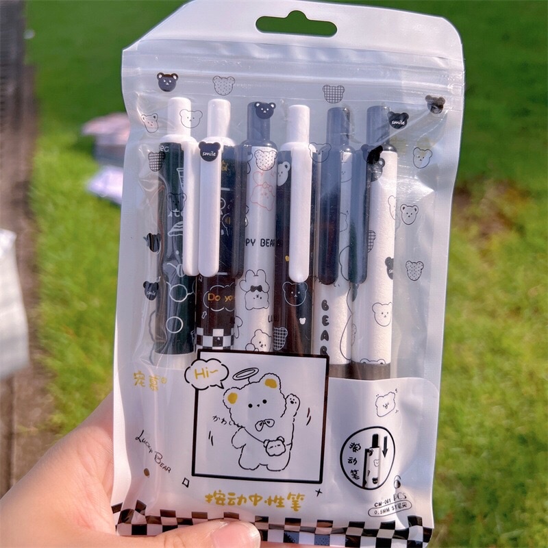 SET 6 BUT BI BẤM MỰC NƯỚC HOẠ TIẾT DỄ THƯƠNG 6 MẪU MỚI NHẤT