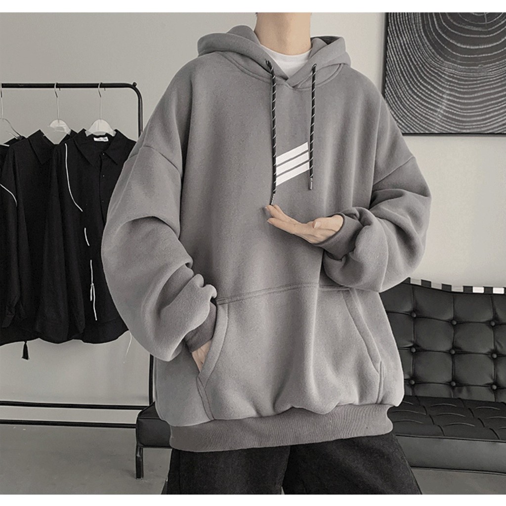 Áo hoodie nỉ bông siêu dày in hình họa tiết ba sọc nam nữ mặc đều đẹp