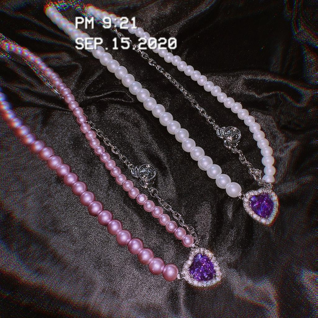 Dây Chuyền Ngọc Trai Tím Thiết Kế Đơn Giản Thời Trang 22679