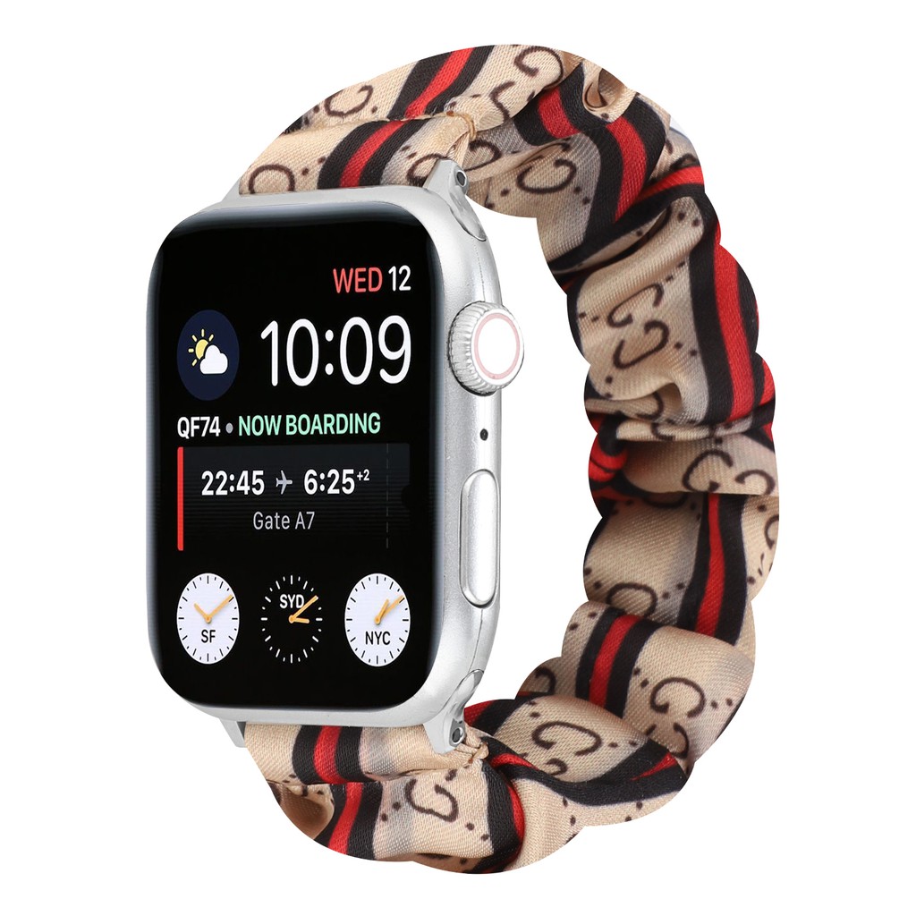 Thời Trang Dây Đeo Đàn Hồi Họa Tiết Gucci Cho Đồng Hồ Thông Minh Apple Watch 3 / 4 / 5 / 6 Generation Se 38-40mm