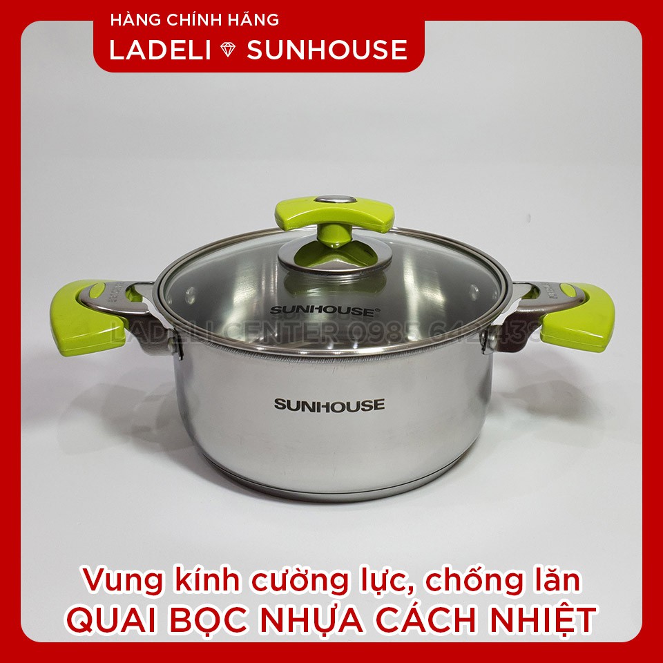 Bộ nồi inox 3 đáy SUNHOUSE SH336 phi 16-18-24cm