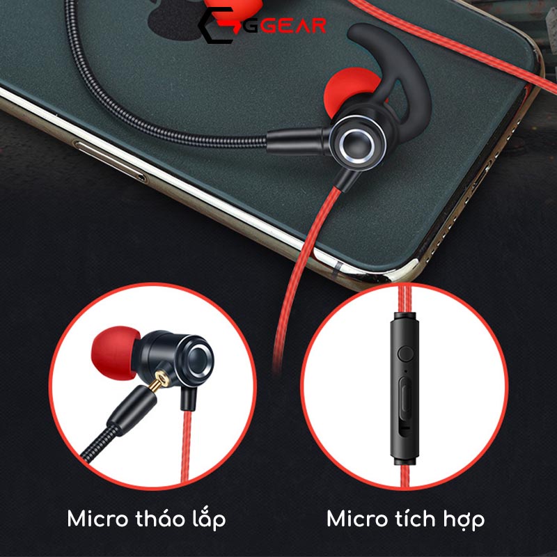 Tai nghe nhét tai có dây gaming Ggear EG3 chống ồn có mic âm thanh siêu bass cho game thủ