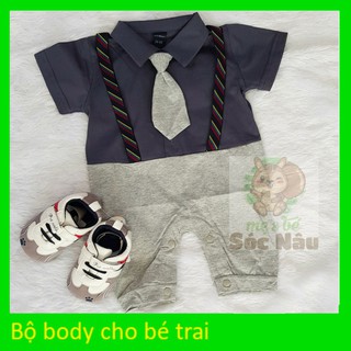 Body công tử màu xám dành cho bé trai không kèm giày [ảnh thật]