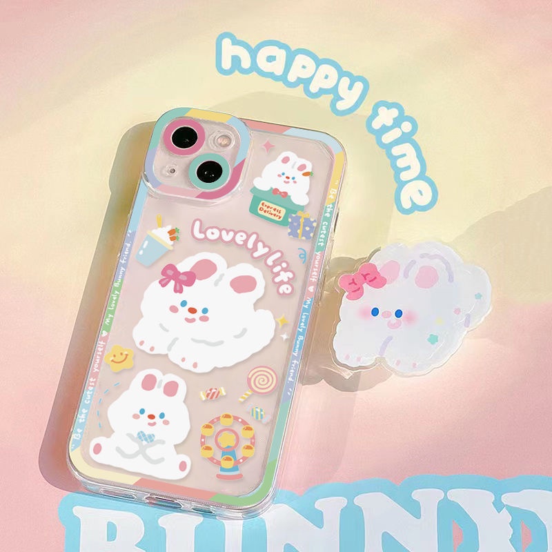 Giá Đỡ Điện Thoại Hình Thỏ Hoạt Hình Marshmallow Có Thể Gấp Gọn Để Bàn Đa Năng