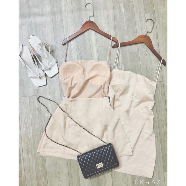 Áo 2 dây lụa hở lưng đính ngọc mút ngực size S/M