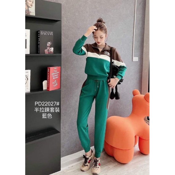 set bộ thể thao nữ nỉ xốp co giãn tốt hàng quảng châu cao cấp