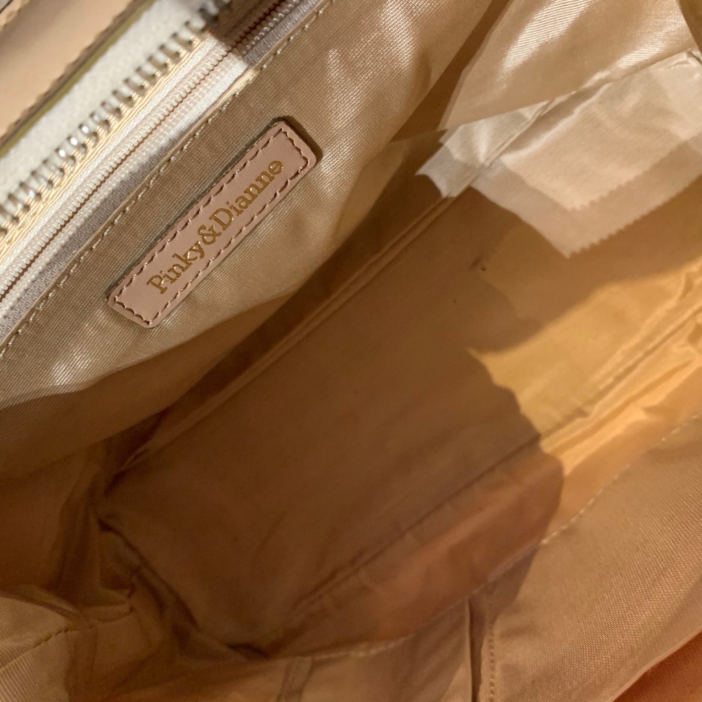 Túi xách tay vải phối da hiệu PINKY & DIANNE