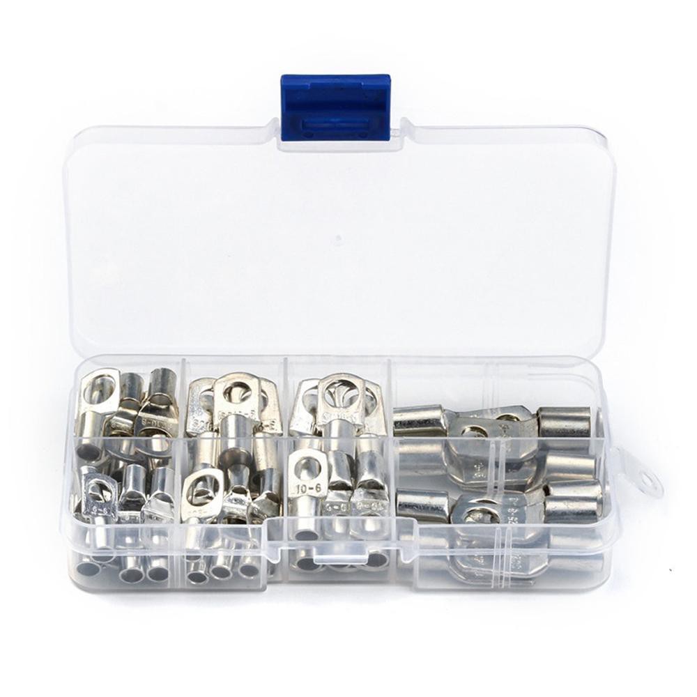 60pcs SC Tinned Copper Lug Ring Wire Connectors Bare Cable Terminal with Plastic Box