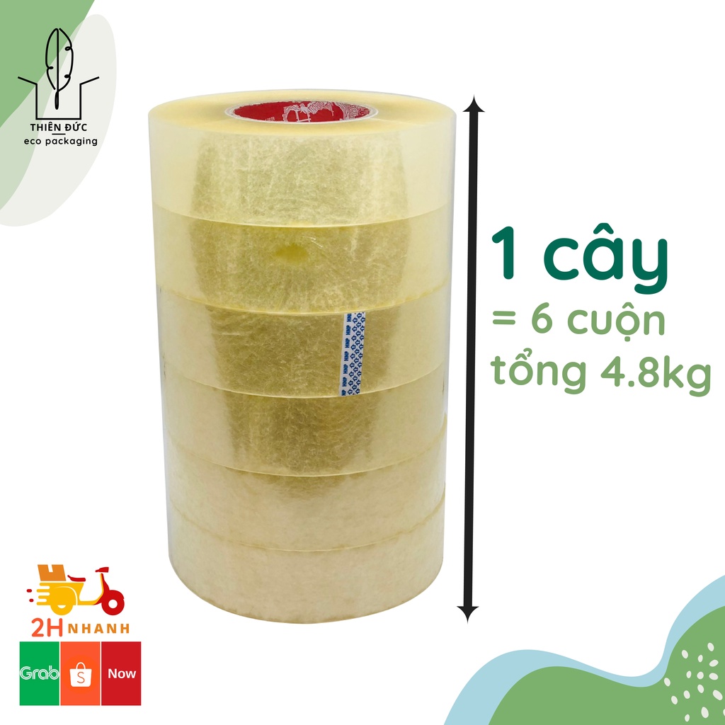 Combo 6 cuộn băng dính dán 0.8kg OPP trong. Cuộn băng keo văn phòng phẩm lõi giấy mỏng, dai dính