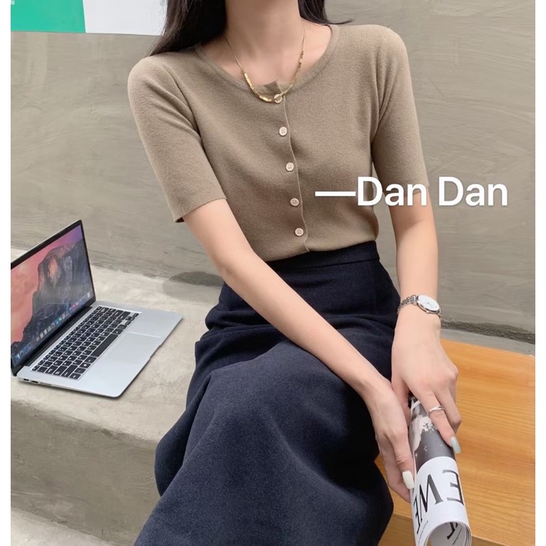 Áo len cộc tay cài cúc | BigBuy360 - bigbuy360.vn