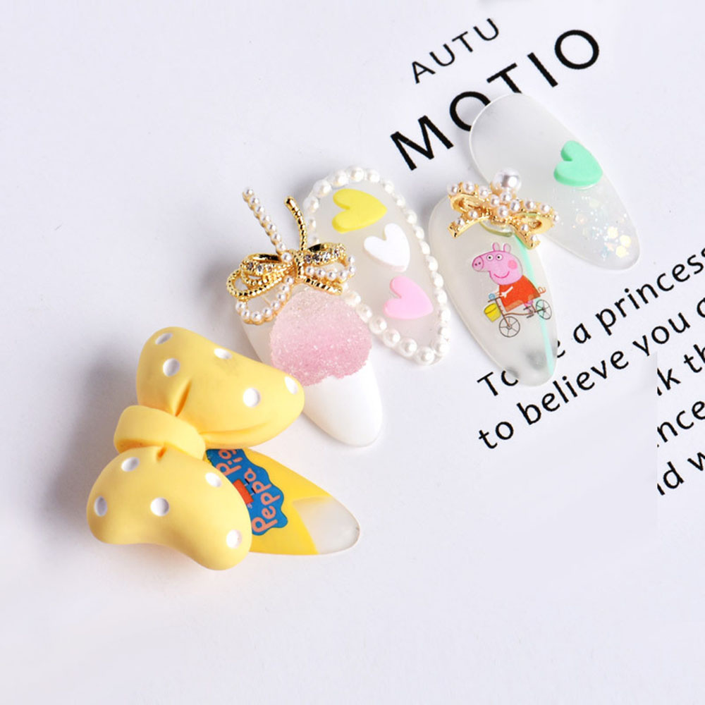 CHARMS Set 2 Nơ 3d Trang Trí Móng Tay Phong Cách Nhật Bản Hoạt Hình