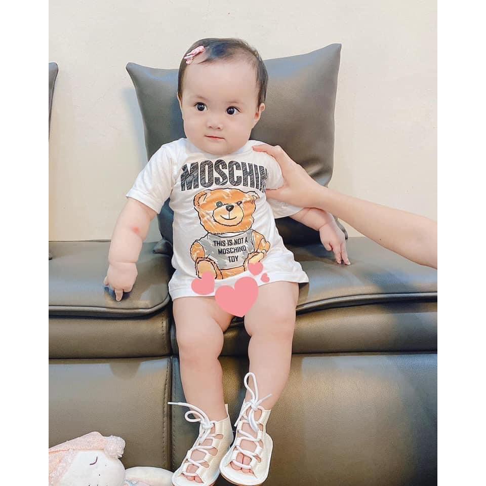 Áo thun bé trai bé gái nam nữ unisex, áo phông gia đình tay lỡ hình gấu 100% cotton trắng - Samyy_vn