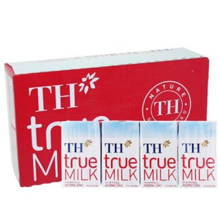 Lốc 4 hộp sữa tươi tiệt trùng TH truemilk hương dâu 110ml