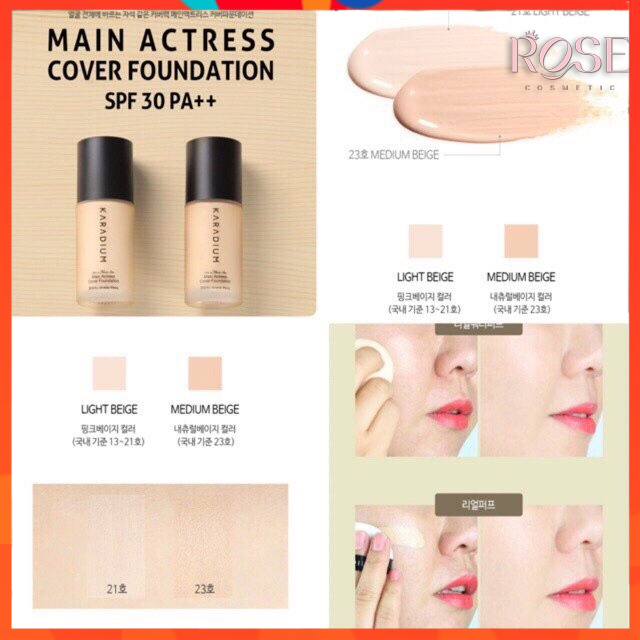 Kem Nền KARADIUM  Kiềm Dầu HQ Che Phủ Khuyết Điểm Hoàn Hảo, Siêu Mịn Nhẹ, Bền Màu Tự Nhiên Main Actress Cover Foundation