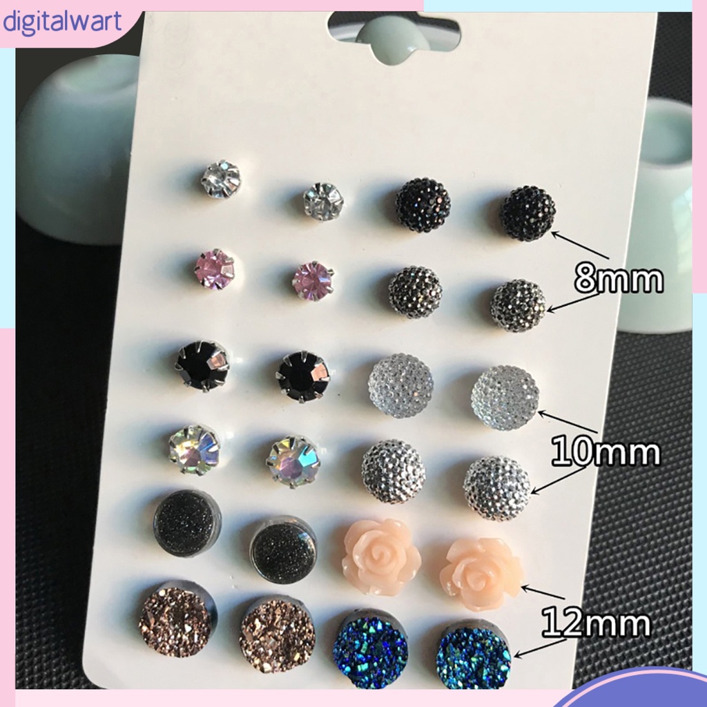 Set 12 đôi bông tai kiểu dáng đa dạng thời trang cho nữ