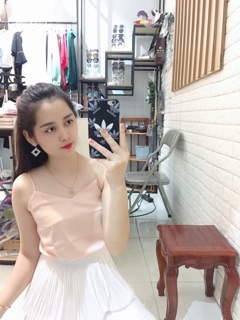 Áo hai dây lụa cổ đổ