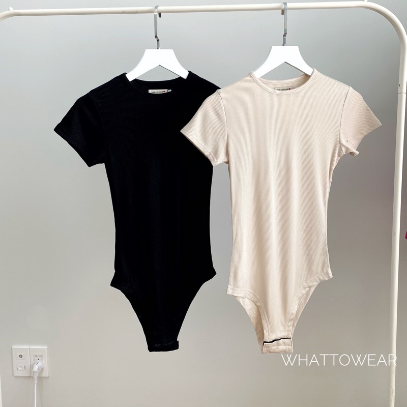 [Mã FAMARAL2 giảm 10K đơn 50K] Bodysuit cổ tròn kín tay ngắn by whattowear