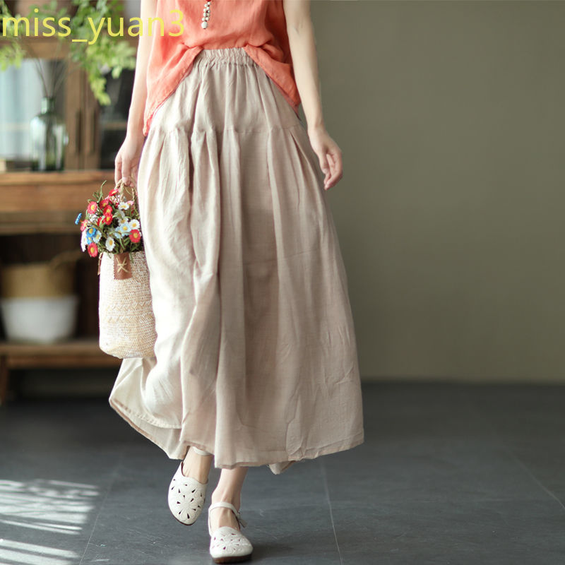 Chân váy lửng chất liệu cotton lanh hai lớp | BigBuy360 - bigbuy360.vn