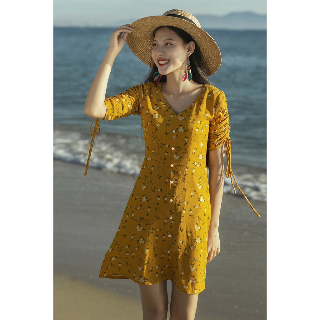 Đầm xòe ngắn tay rút dây tay - 20Again - DEA0197 | BigBuy360 - bigbuy360.vn