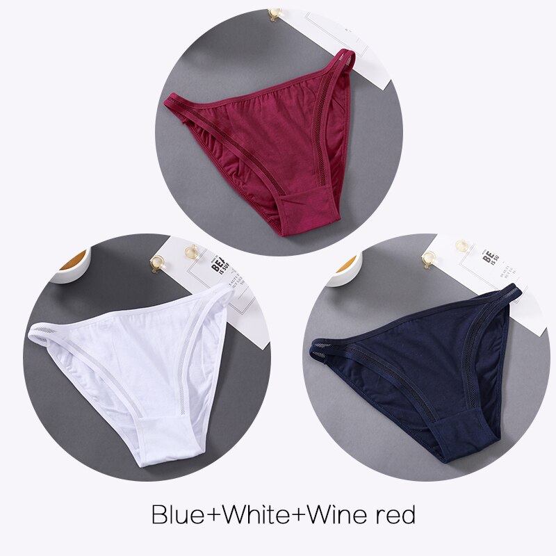 Bộ 3 quần lót TAKETALK bằng cotton mềm mại lưng thấp phong cách quyến rũ dành cho nữ