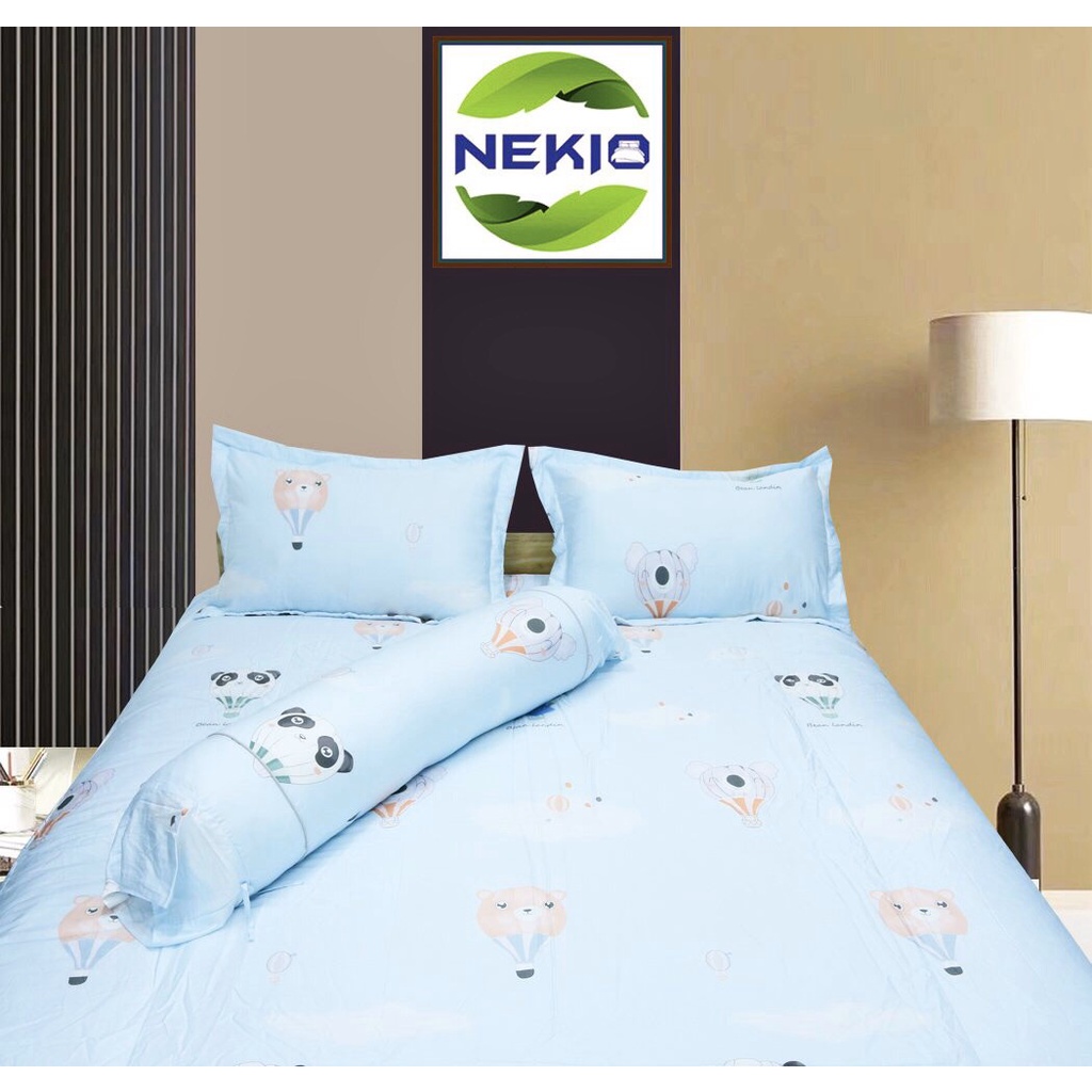 Bộ chăn ga gối Modal Gỗ Sồi Nekio Nhật Bản Khí Cầu