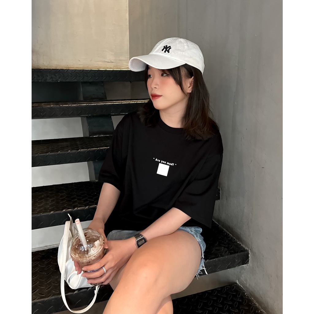 MADMIND® Chính Hãng - Áo Thun Are U Mad  Cotton Thoáng Mát - Màu Đen / Xanh Lá / Trắng Form Rộng Unisex