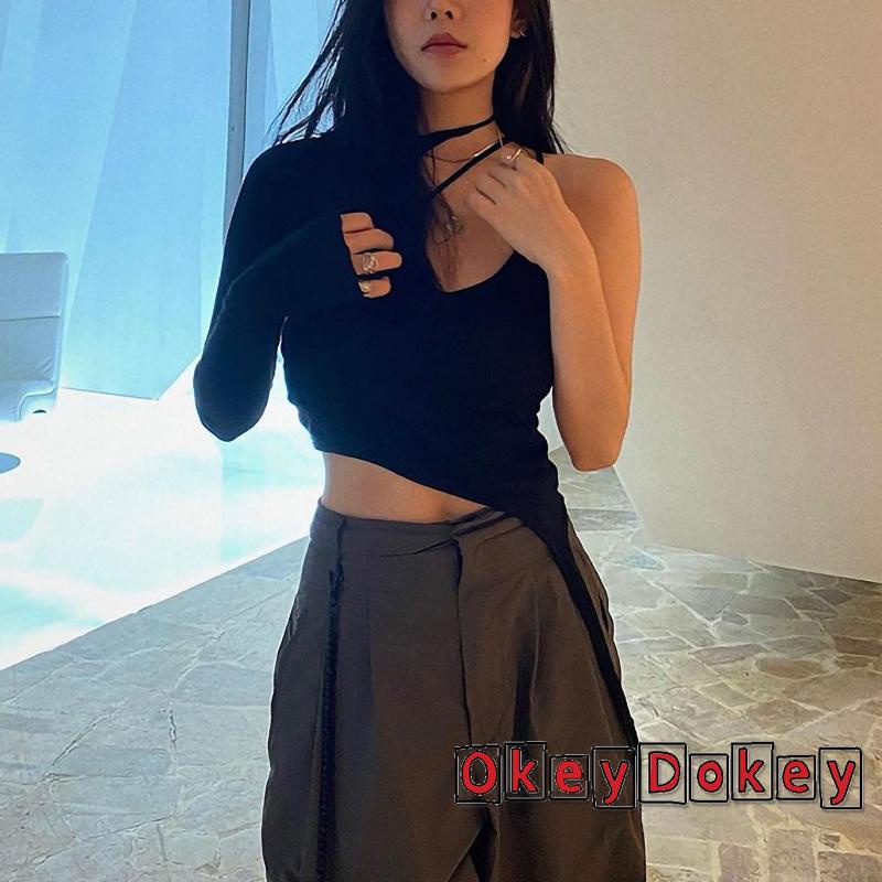 Áo Hai Dây Ngắn Gợi Cảm Với Tay Dài Cho Nữ