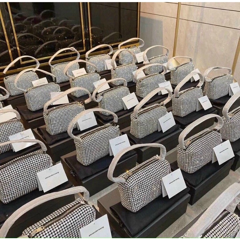 Dây Không Charm. Túi đính đá Cao Cấp AlexWang Super Full Box sz 18