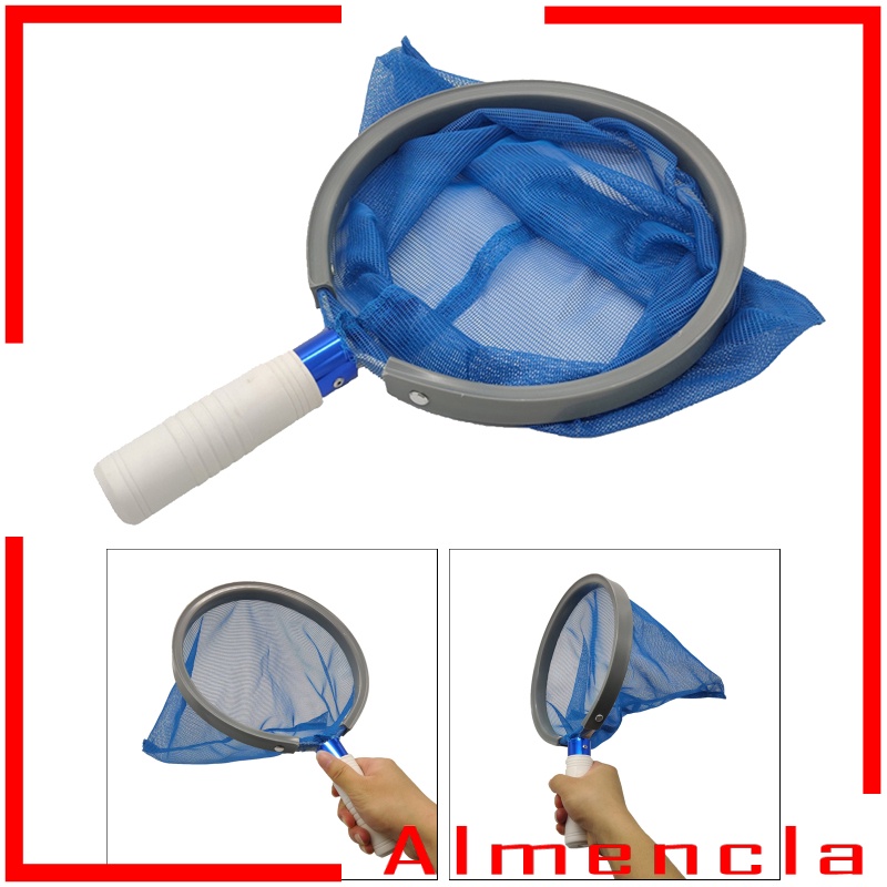 [ALMENCLA]Heavy Duty Pool Skimmer Net Spa Leaf Rake Cleaning Tool Black Fine Mesh Bag