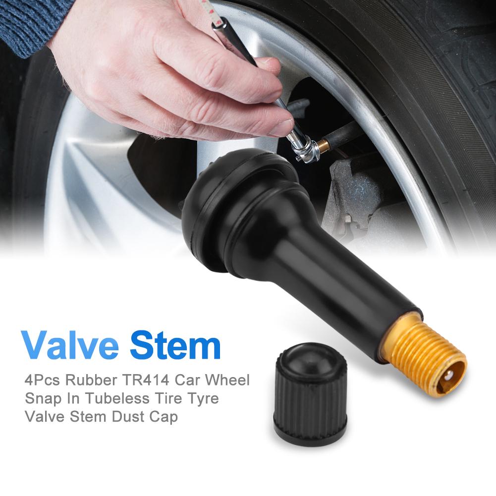 Skej 4Pcs Rubber Tire Tyre Valve Stem Dust Cap TR414 Car Wheel Snap In Tubeless