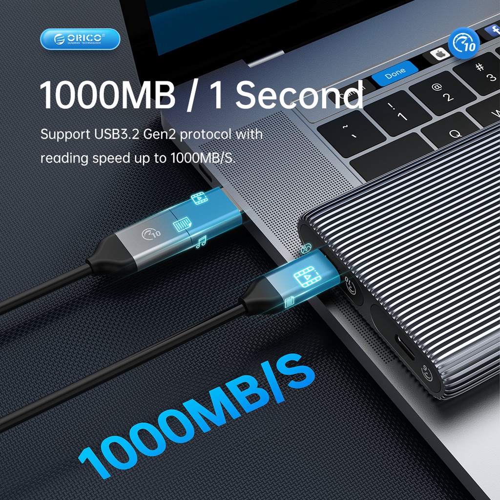 Thiết bị đựng ổ cứng ORICO di động USB C thế hệ 2 10Gbps sang M.2 NVME SATA M.2 SSD M Key 2230 2242 2260 2280 8TB