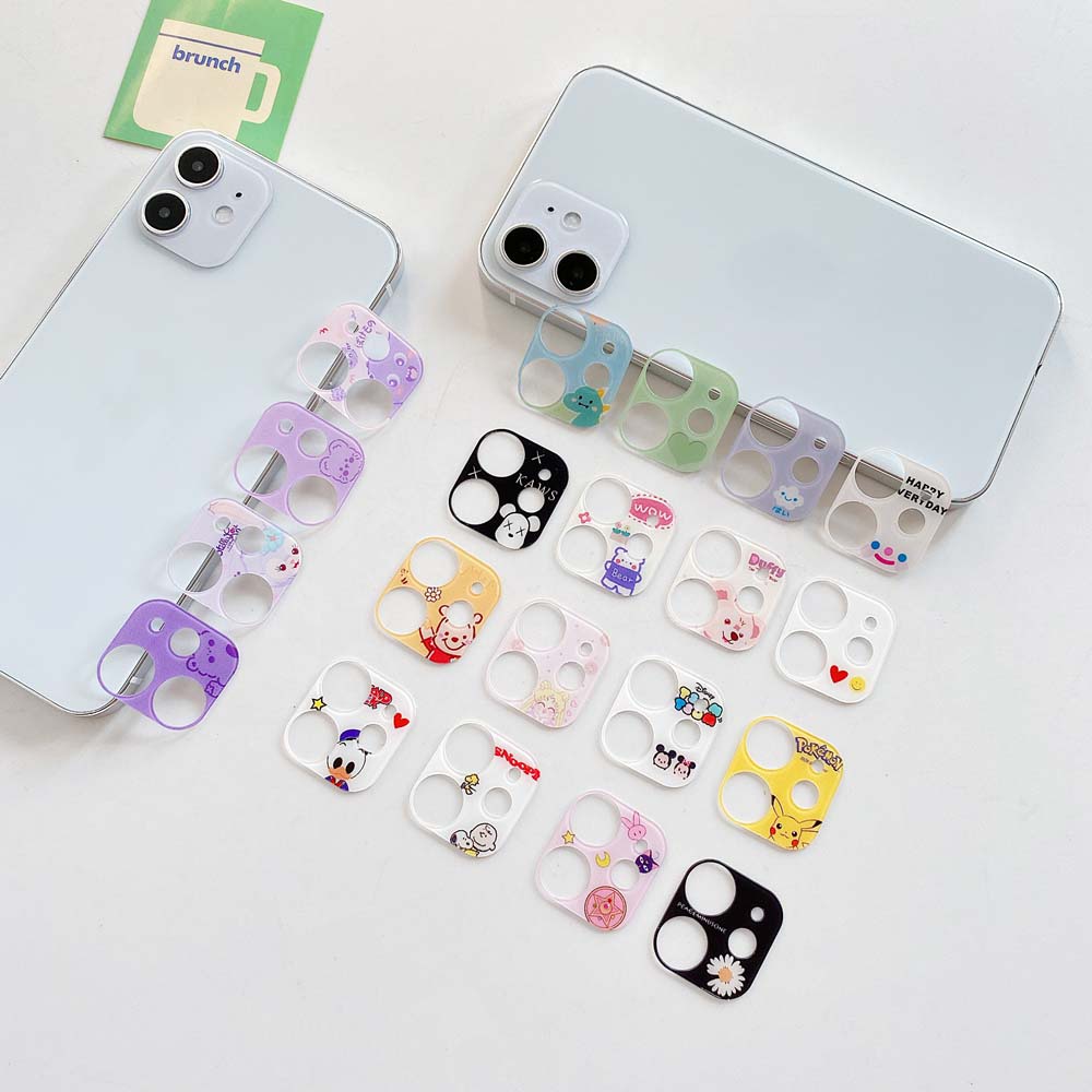 Kính cường lực bảo vệ camera thiết kế hoạt hình sáng tạo dễ thương cho iPhone 11ProMax 12mini 12promax