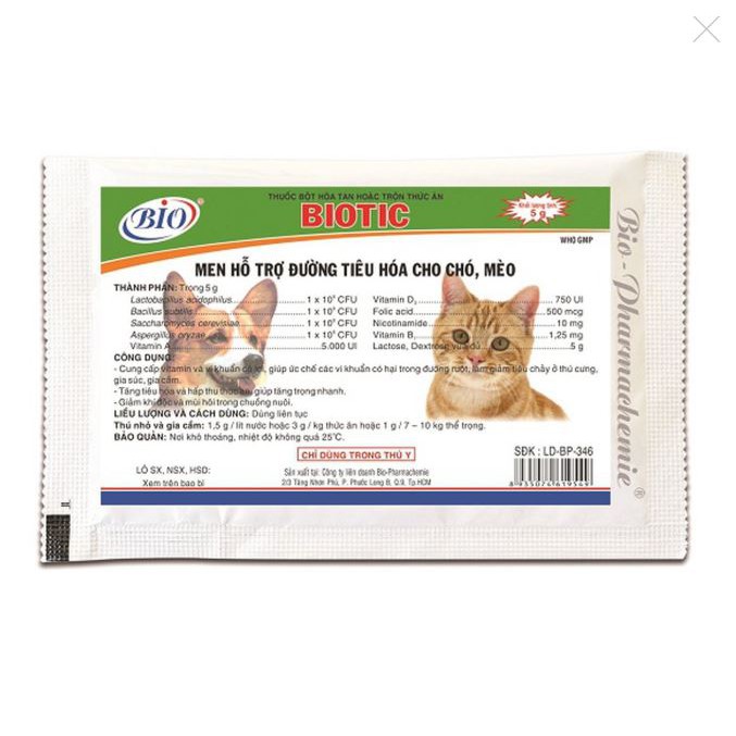 Men Hỗ Trợ Đường Tiêu Hóa Cho Chó Mèo Biotic (Chính Hãng Bio Việt Nam)