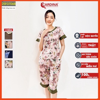 Đồ Bộ Nữ CARDINA Chất Lụa Nhật Cao Cấp Áo Cộc Tay Quần Lửng Họa Tiết Độc Đáo