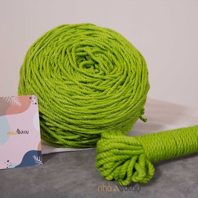 500g Dây thừng màu XANH LÁ MẠ macrame 5mm 3 xoắn