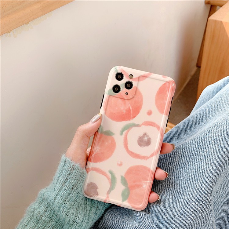 Ốp điện thoại IMD mềm in họa tiết quả đào màu hồng bảo vệ ống kính máy ảnh cho iPhone 11 Pro Max X Xs Max XR 8 7 Plus | BigBuy360 - bigbuy360.vn