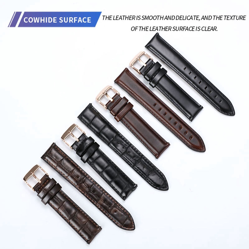 High quality Genuine leather strap Multiple specifications watchband  black and brown