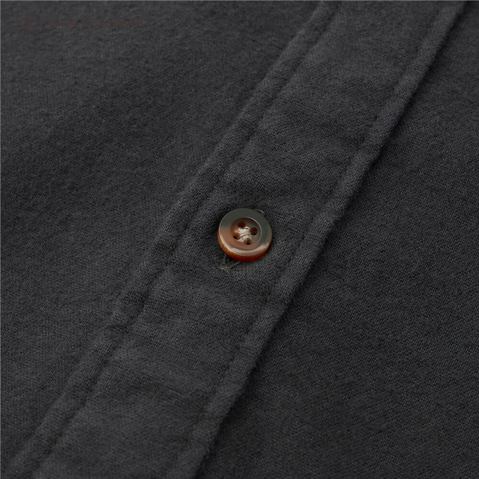 Áo sơ mi nam tay áo dài giản dị chất vải cotton pha flannel dày dặn giữ ấm thoải mái trẻ trung thường ngày GIORDANO  01042871
