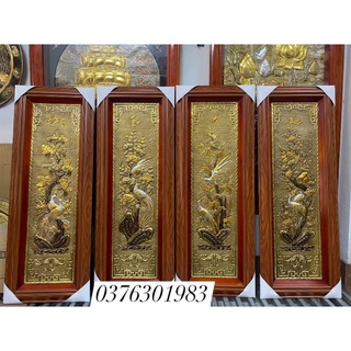 tranh tứ quý xuân Hạ Thu Đông bằng đồng có dát vàng cao cấp 40x 1m1