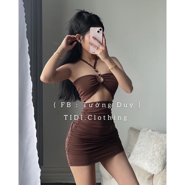Đầm Thun Ôm Body Phối Khoen Hở Eo D102