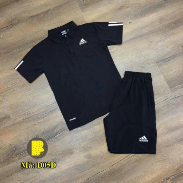 Bộ thể thao nam Adidas có cổ chất thun giãn đanh, mát,