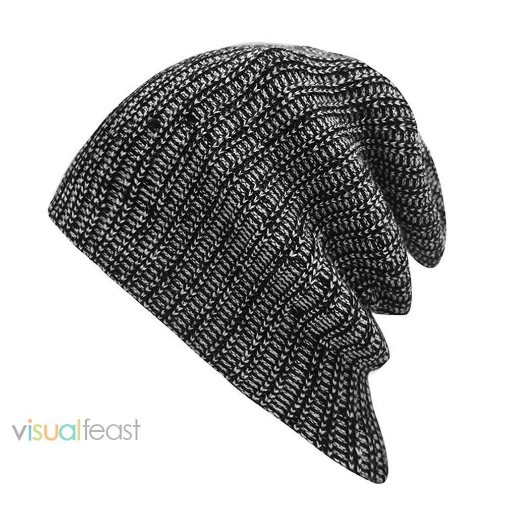 Mũ slouchy dệt kim màu đen cho nam nữ 121206.01