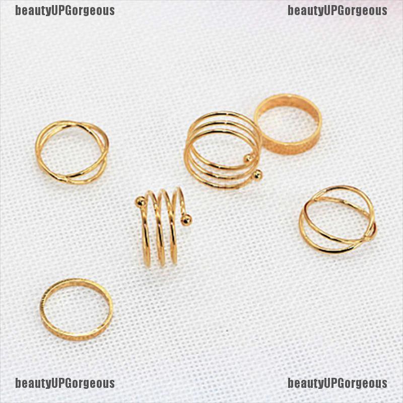 Bộ 6 nhẫn hợp kim phong cách Punk độc đáo thời trang mới cho nữ