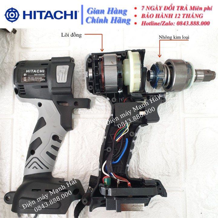 [Chính Hãng] Máy siết bulong dùng pin không chổi than Hitachi 99v PIN khủng 10 Cell - Tặng kèm 1 đầu chuyển bắt vít