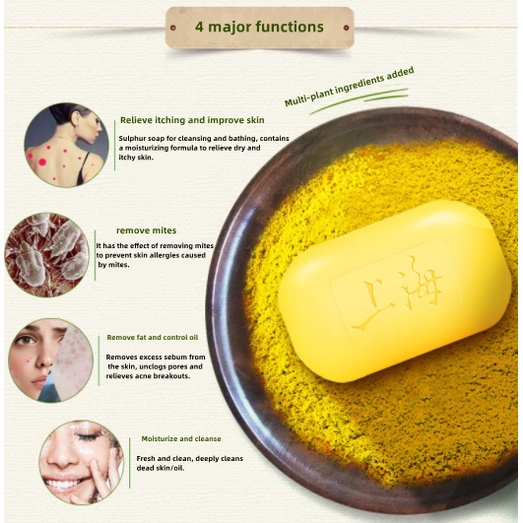 ✌Kho Sẵn Sàng✌Xà Phòng Lưu Huỳnh 85G Hỗ trợ giảm mụn Kiểm Soát Dầu Tẩy Tế Bào Chết Cho Da Mặt