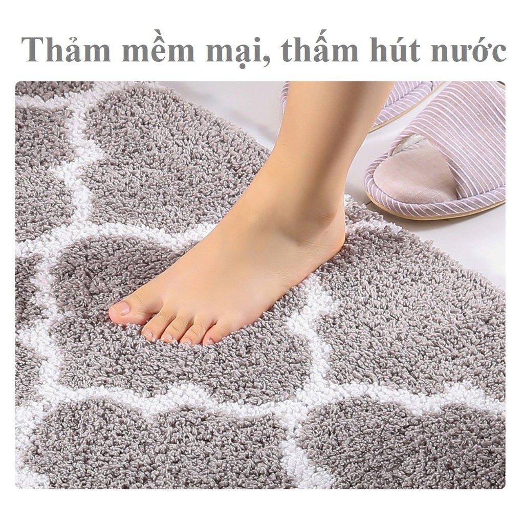 Thảm nhà tắm, thảm chùi chân cỡ lớn 50x80cm, mềm mại, thấm hút tốt