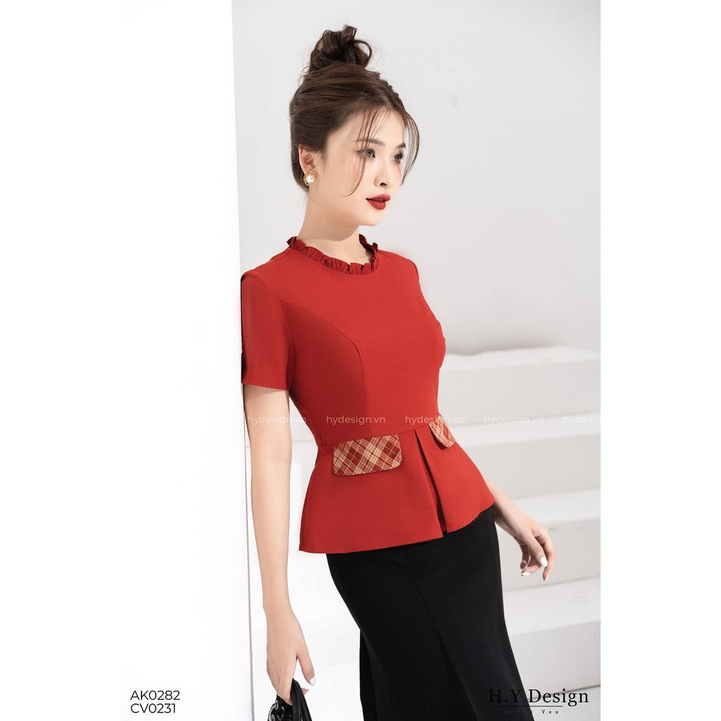 Áo pha 2 túi kẻ phong cách basic sang trọng - AK028