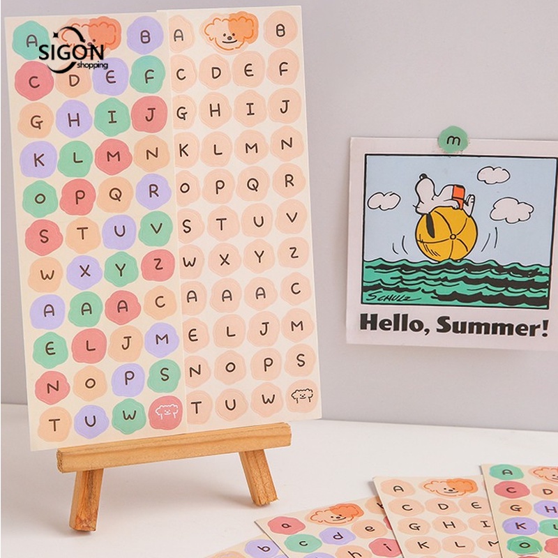 Stick Chữ Hinh Dan Chữ Miếng Dán Ghi Chú Hình Tròn In Chữ Tiếng Anh Độc Đáo Trang Trí DIY