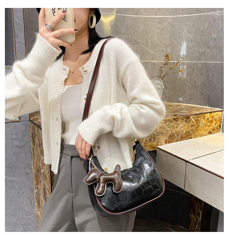 Túi Đeo Chéo Vai JASMIN NOIR Họa Tiết Da Cá Sấu Trang Trí Hình Ngựa Đơn Giản Thời Trang Hobo Dành Cho Nữ